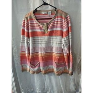 White Stag Sweater Pull On Plus Size 18W/20W Multicolor Stripes